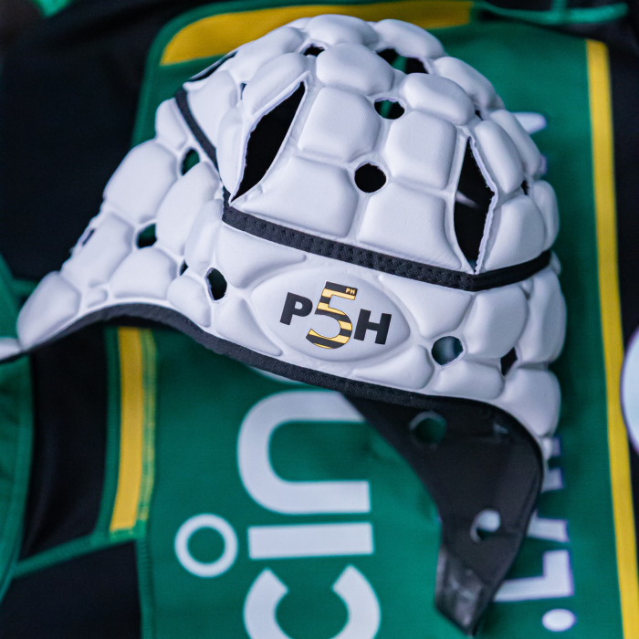 Bespoke scrum cap worn - Curtis Langdon